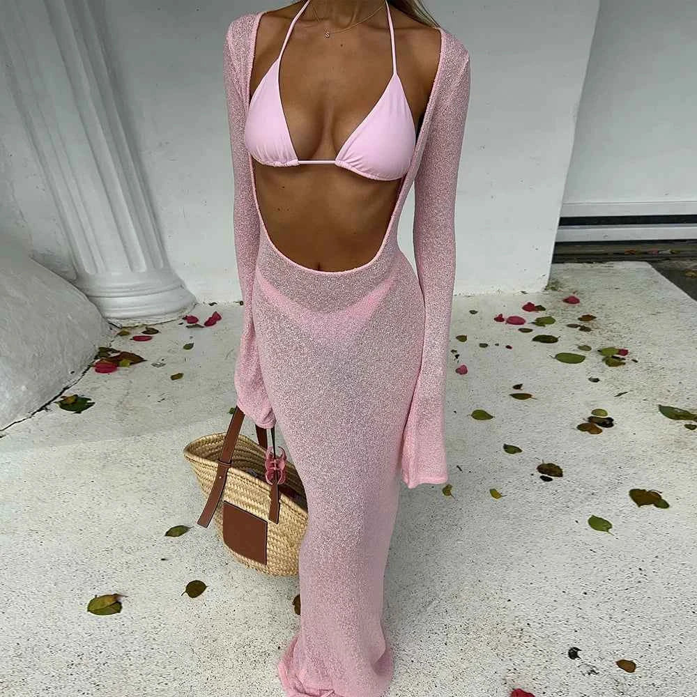 Elegant 3-Piece Micro Bikini with Long Sleeves
