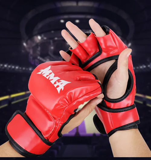 Guantes de Boxeo de Cuero de Mitad de Dedo Premium