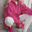 Sudadera con cremallera de forro polar de cordero CozyPink para mujer