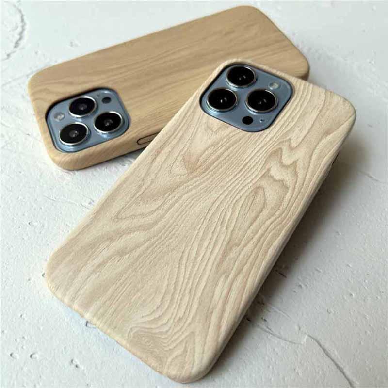 Coque de téléphone en bois rétro premium pour iPhone