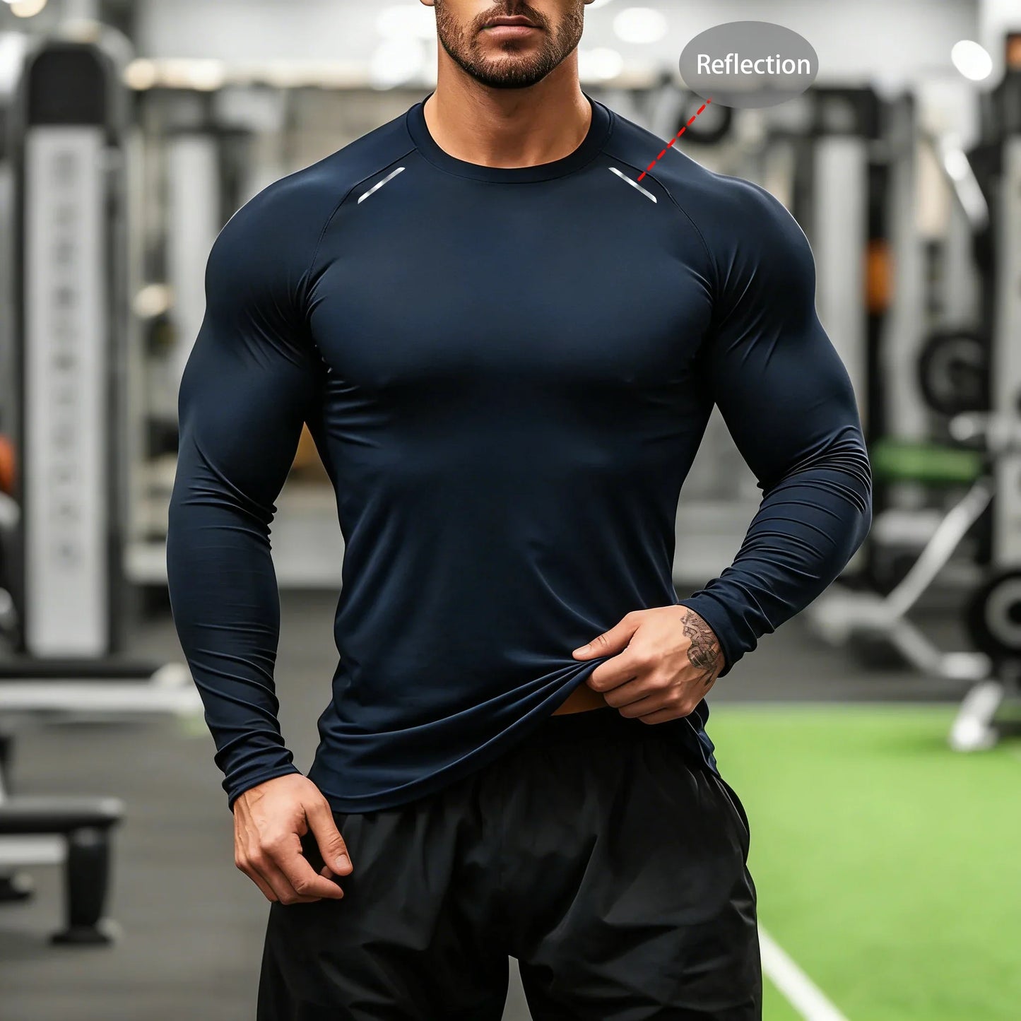 Camisa de Gimnasio de Manga Larga de Compresión para Hombre