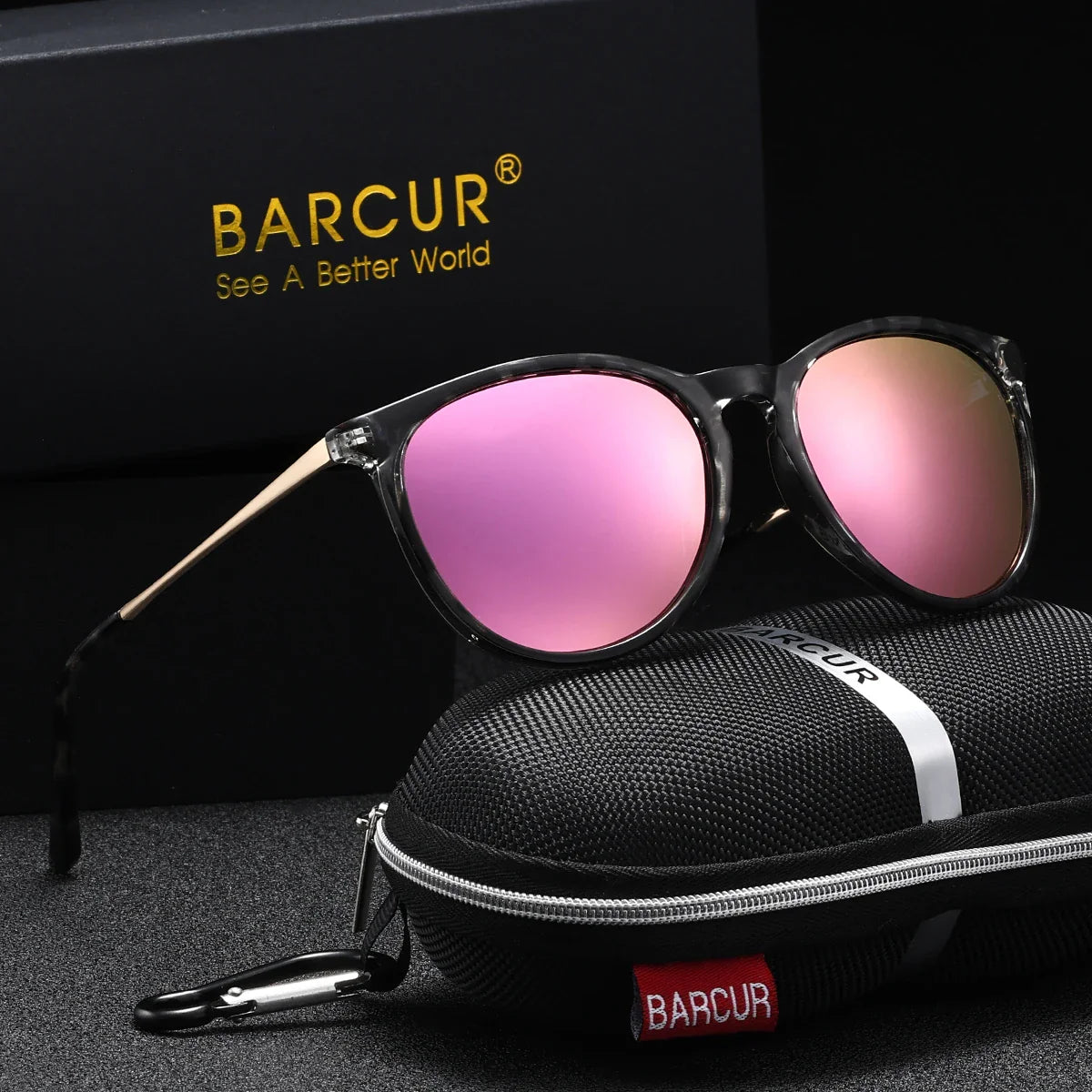 Lunettes de soleil polarisées circulaires rétro BARCUR pour femmes