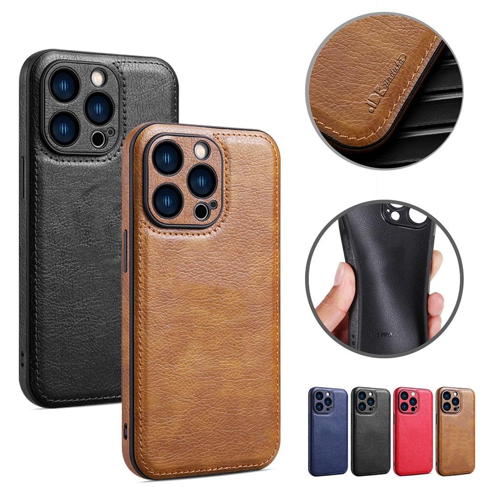 Coque de téléphone en cuir PU de luxe pour modèles d'iPhone