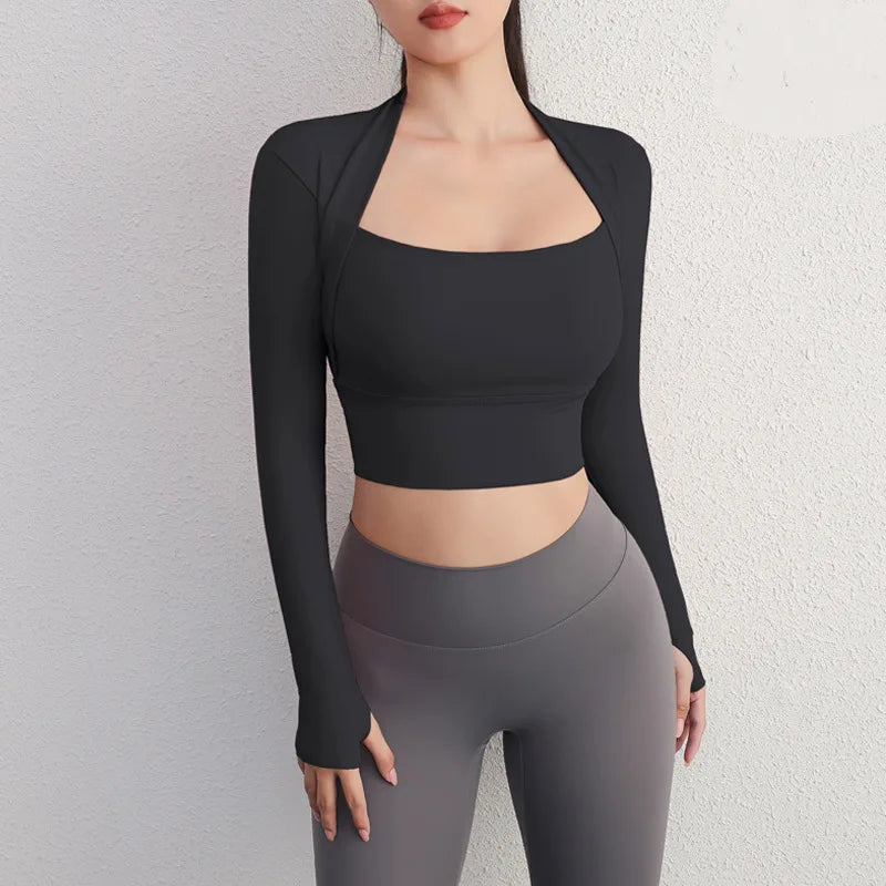 Padded Long Sleeve Yoga Crop Top