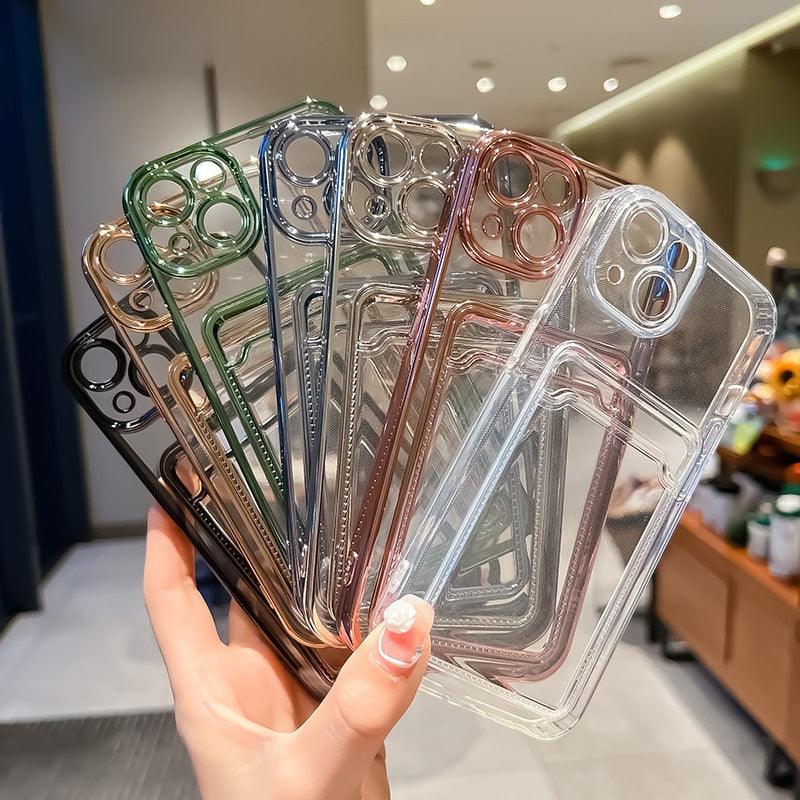 Coque de portefeuille transparente pour iPhone