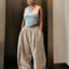 Pantalons larges en velours côtelé taille haute pour femmes