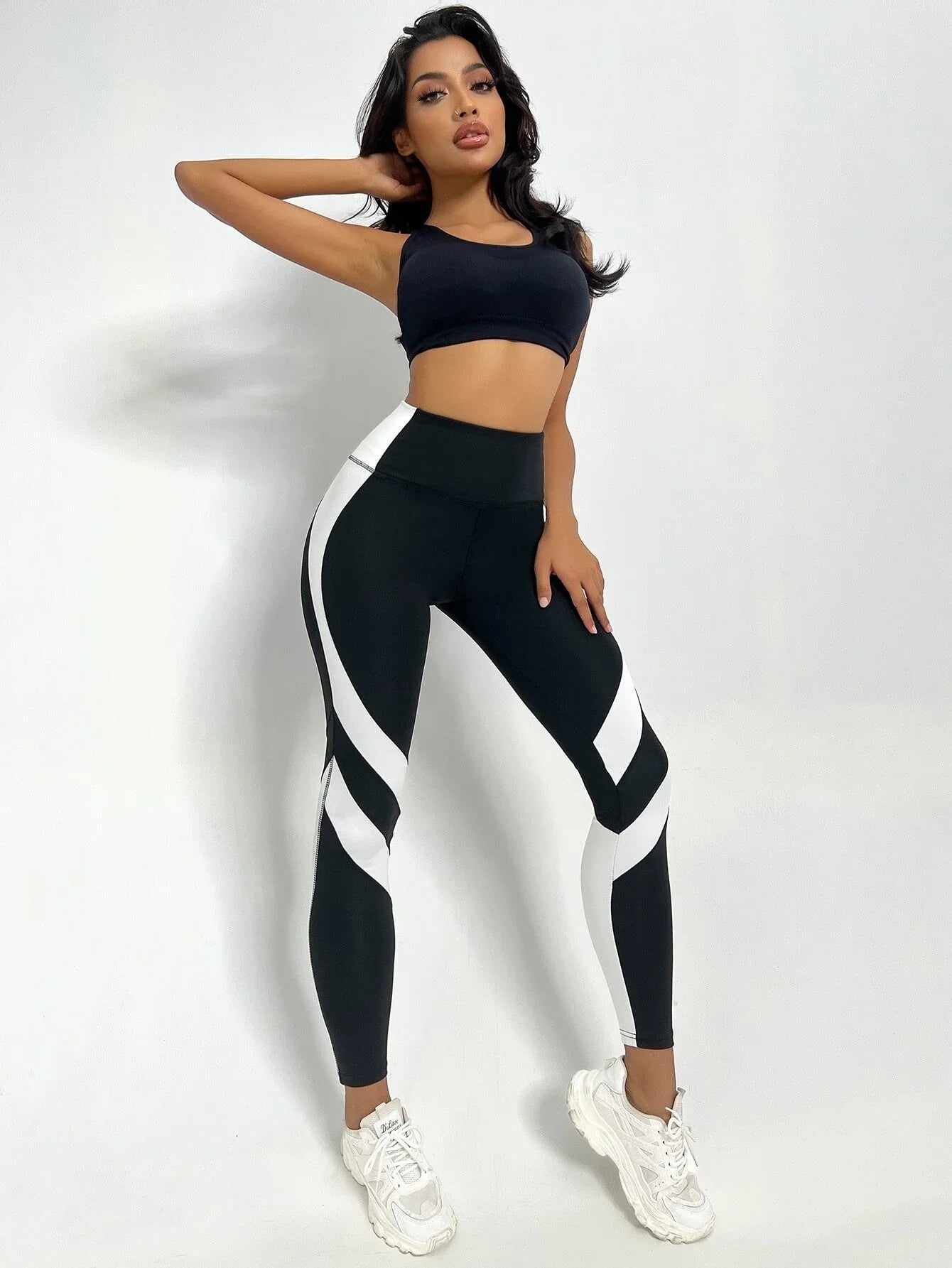 Leggings de Yoga Bicolor con Control de Abdomen