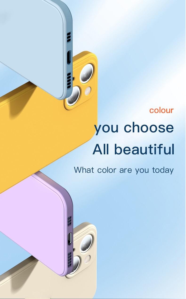 Premium Soft Silicone Square Phone Case for iPhone 14/13 Pro Max