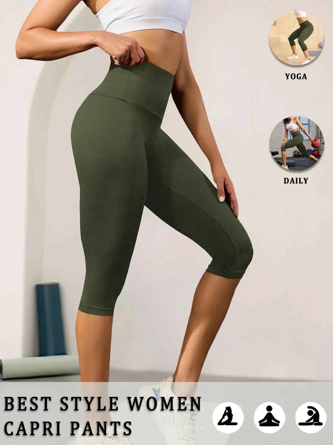 Pantalones de Yoga Capri de Cintura Alta - Comodidad Premium