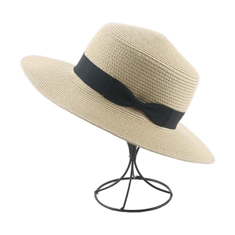 Sombrero de Paja Elegante para Mujeres en Verano con Lazo
