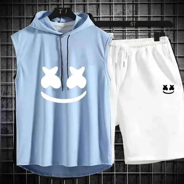 Conjunto de chándal con capucha casual para hombres de verano