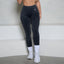 Leggings de yoga en denim acid wash avec dos en V et fronces