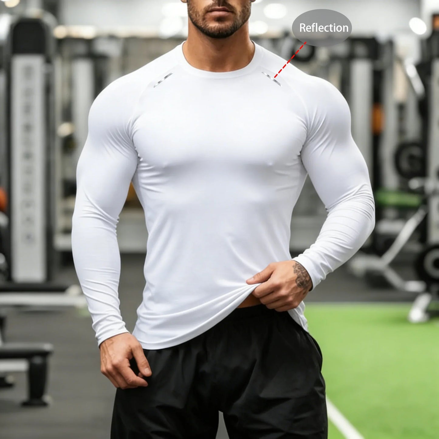 Camisa de Gimnasio de Manga Larga de Compresión para Hombre
