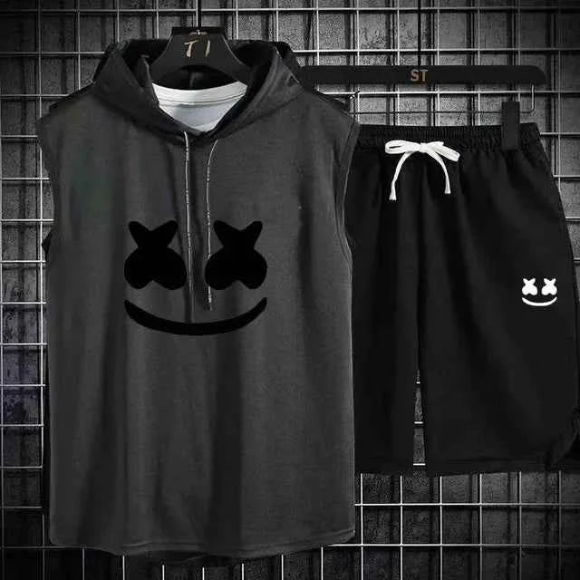 Conjunto de chándal con capucha casual para hombres de verano
