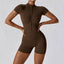 ZenFit Short Sleeve Zip Yoga Bodysuit