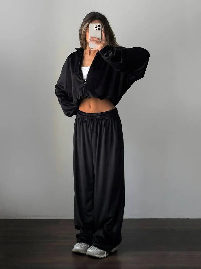 Ensemble de Sweat à Capuche et Pantalons en Velours pour Femmes