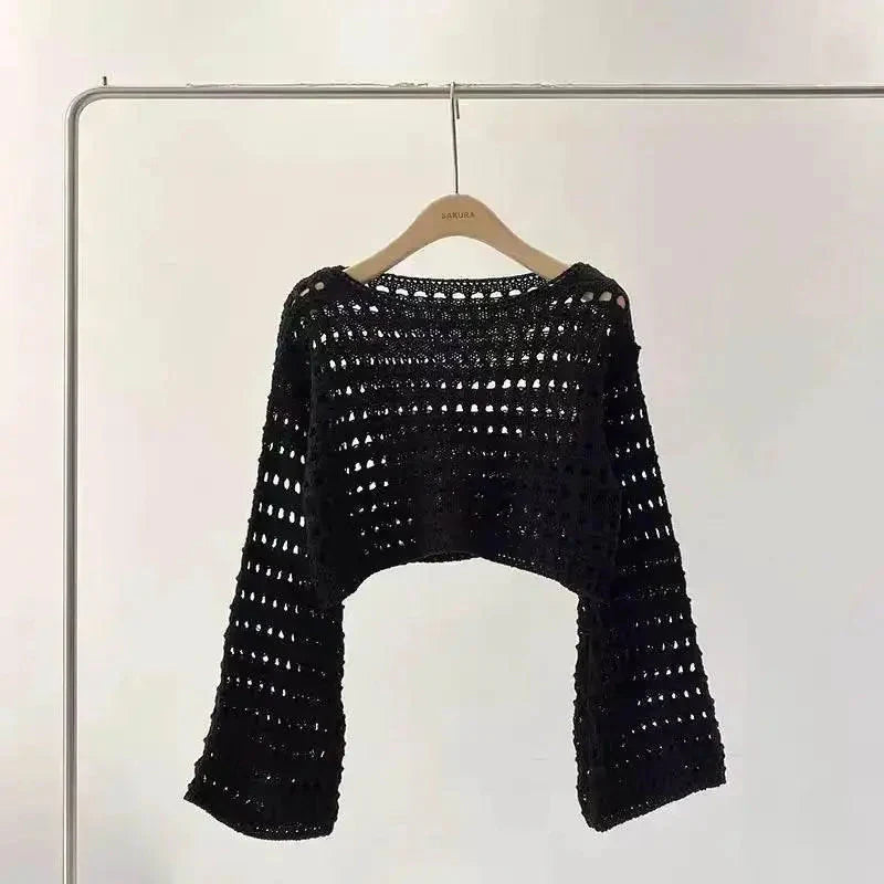Boho Crochet Knit Crop Top for Summer Beach