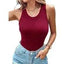 Summer Ribbed Tank Top with Built-In Bra Pads