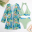 Elegant 3-Piece Halter Bikini Set with Kimono Cover-Up