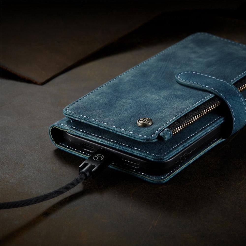 Vintage Leather Wallet Case for iPhone 11-14 Pro Max Mini