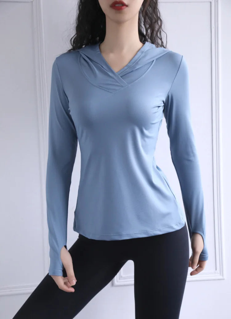 BreatheFit Sudadera de Yoga de Manga Larga para Mujer