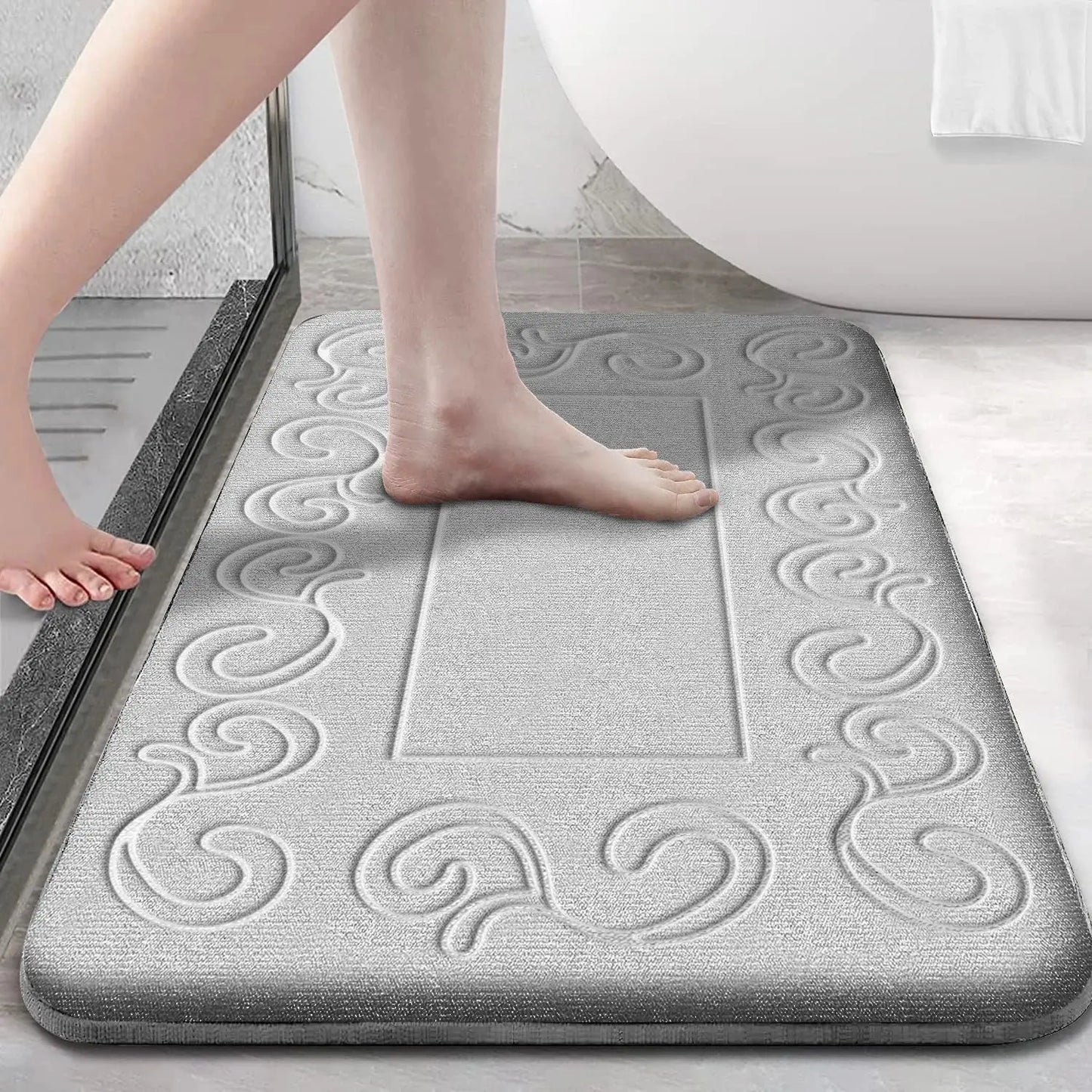 Tapis de bain en mousse à mémoire d'eau absorbante et antidérapant