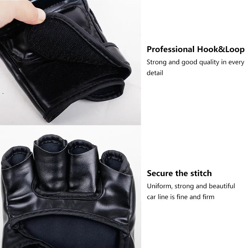 Guantes de Boxeo de Cuero de Mitad de Dedo Premium