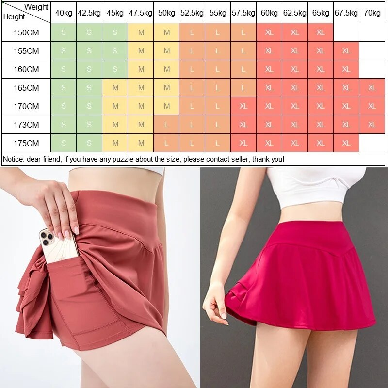 Jupe plissée de golf et de tennis pour femmes avec poches