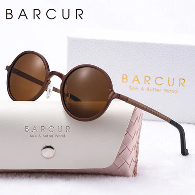 Vintage-Inspired Round Polarized Sunglasses for Women – Stylish Aluminum Magnesium Frame with UV400 Protection – Perfect for Travel, Busines - Korvel