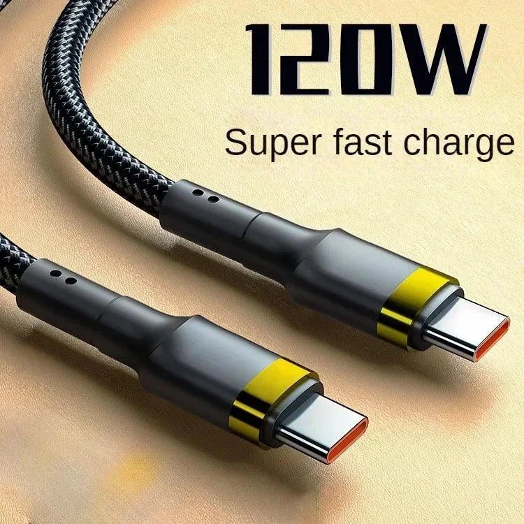 PD 120W Super Charging USB Type-C Cable for Fast Charging