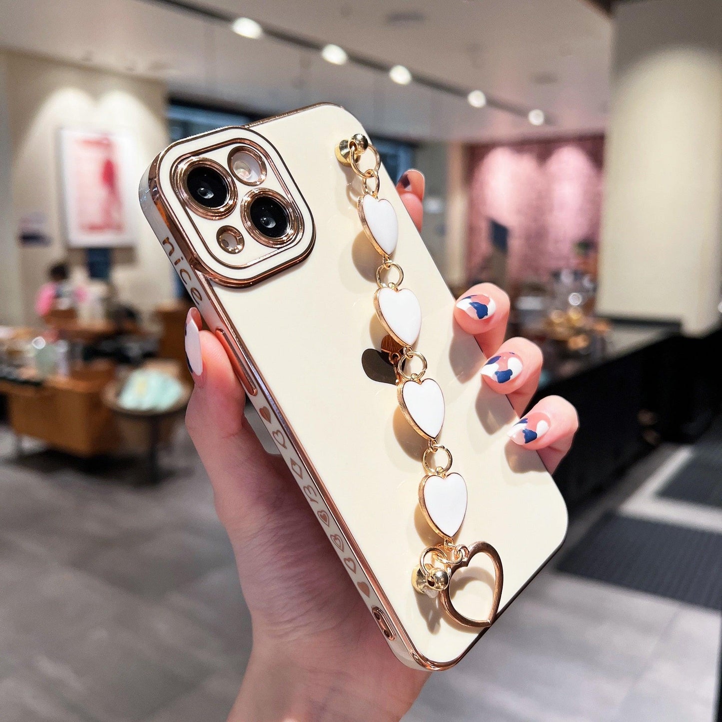Luxury Love Heart Sparkle Case with Chain Strap for iPhone