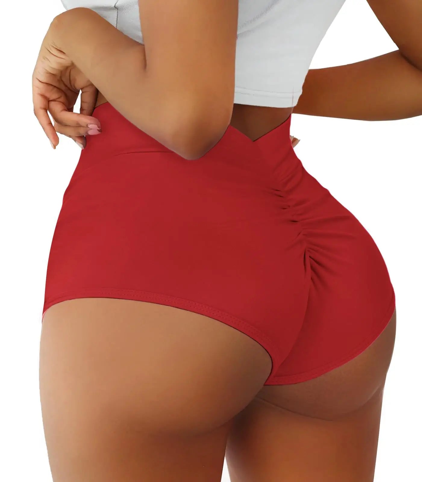 Shorts de sport taille haute avec fronces