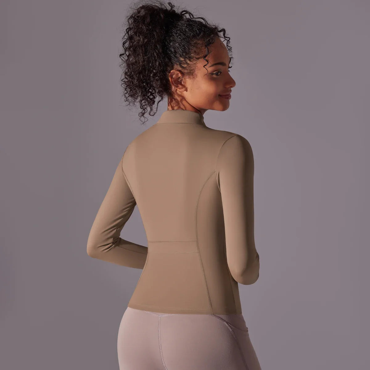 Top de Yoga con Cremallera Completa para Mujer con Aberturas para los Dedos