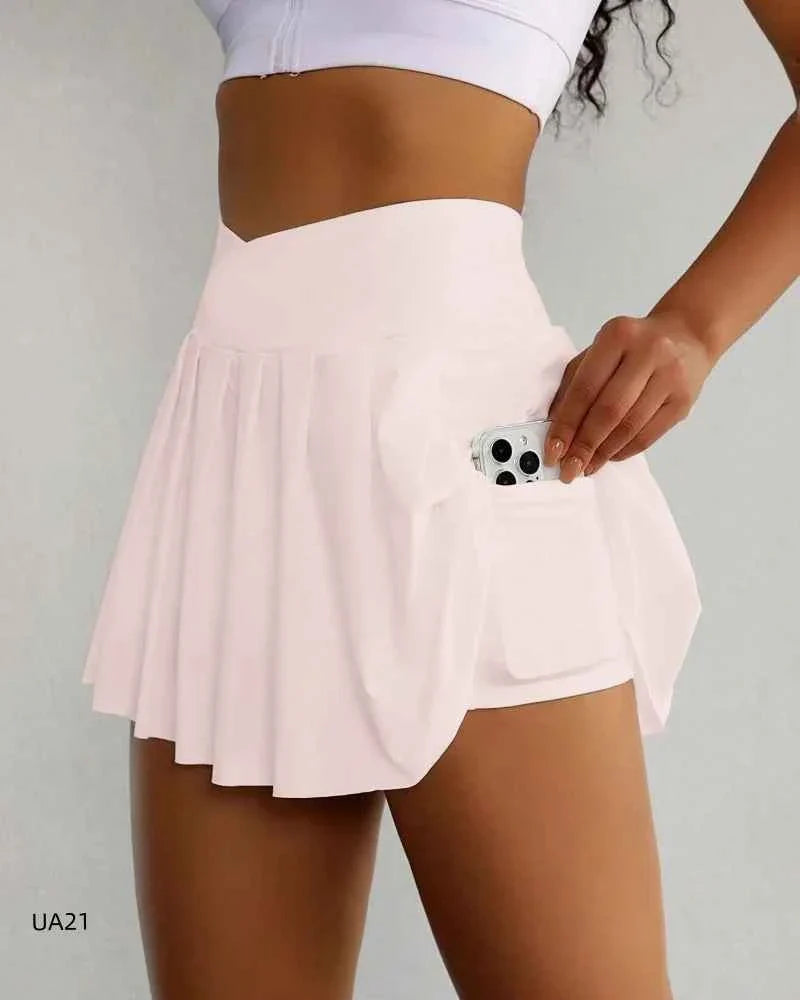 Falda corta atlética fluida 2 en 1 para mujer