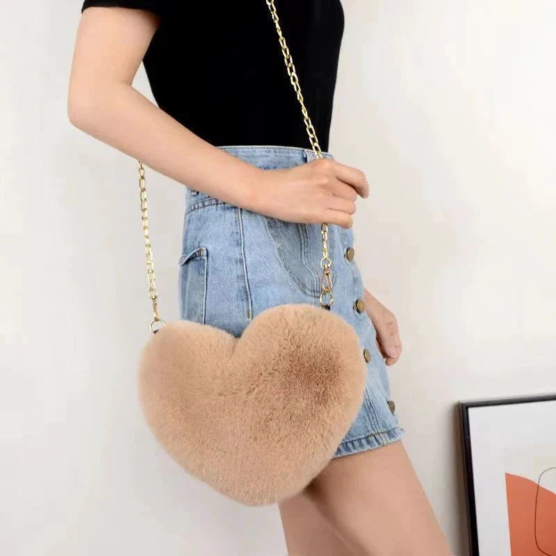 Bolso de mano cruzado de piel sintética en forma de corazón chic