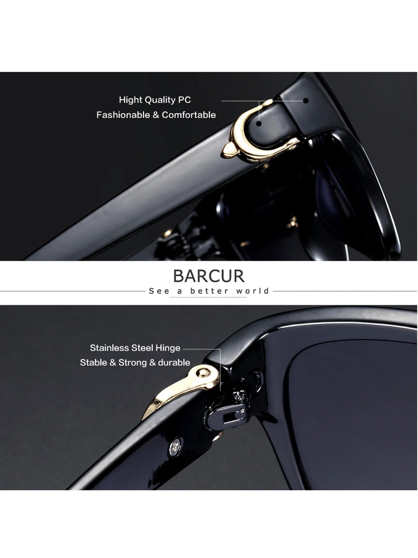 Gafas de sol de moda para hombres BARCUR polarizadas - Protección UV400 elegante