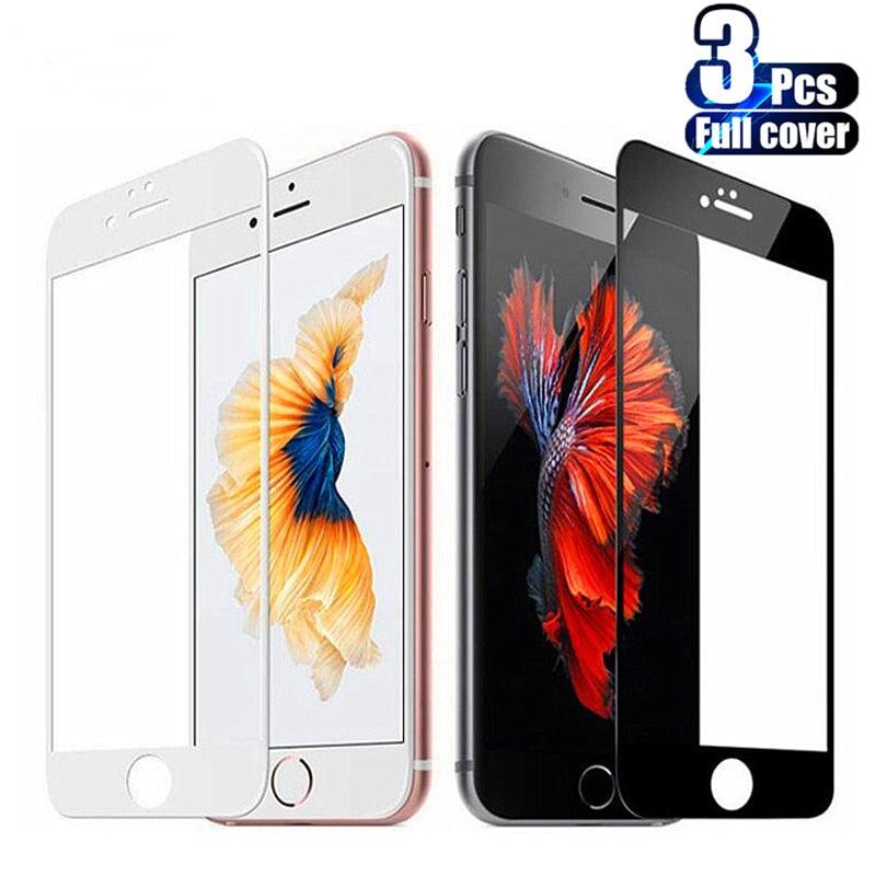 Protector de Pantalla de Vidrio Templado de Cubierta Completa de 3PCS para iPhone
