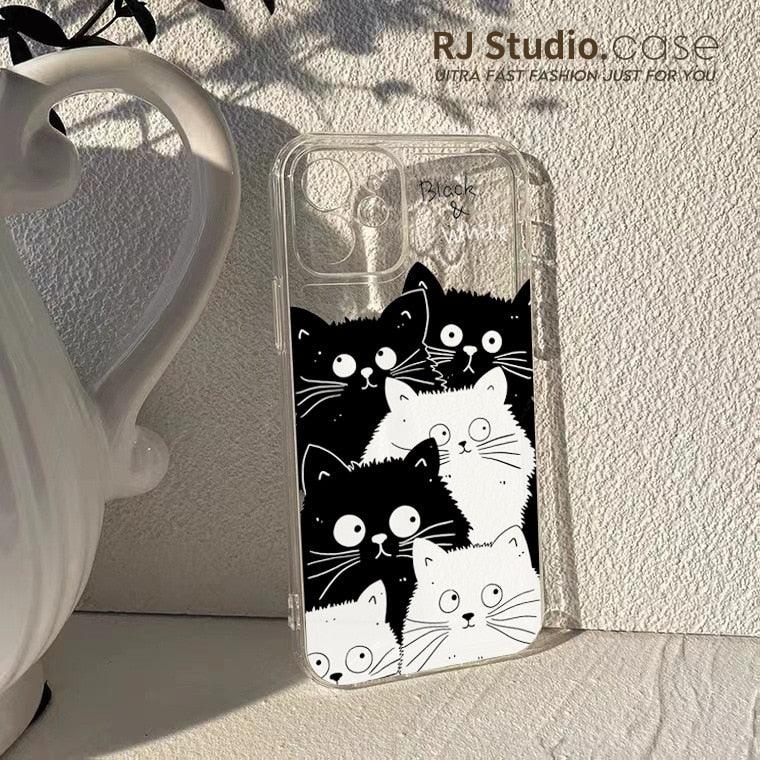 Cute Cat Transparent Phone Case for iPhone 11/12/13 Pro Max