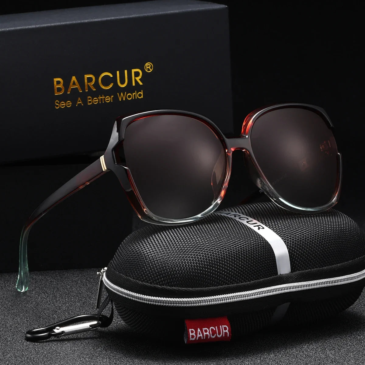 Lunettes de soleil carrées surdimensionnées polarisées BARCUR pour femmes