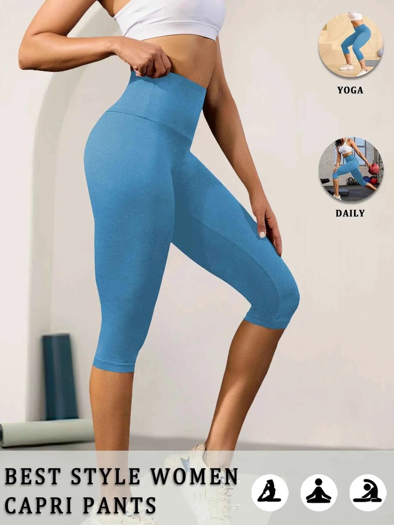 Pantalones de Yoga Capri de Cintura Alta - Comodidad Premium