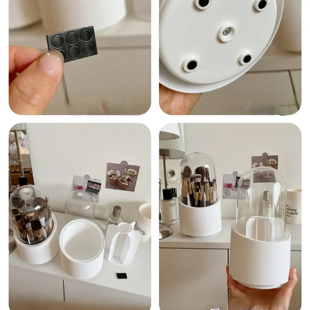 Rangement de pinceaux de maquillage de bureau élégant avec couvercle