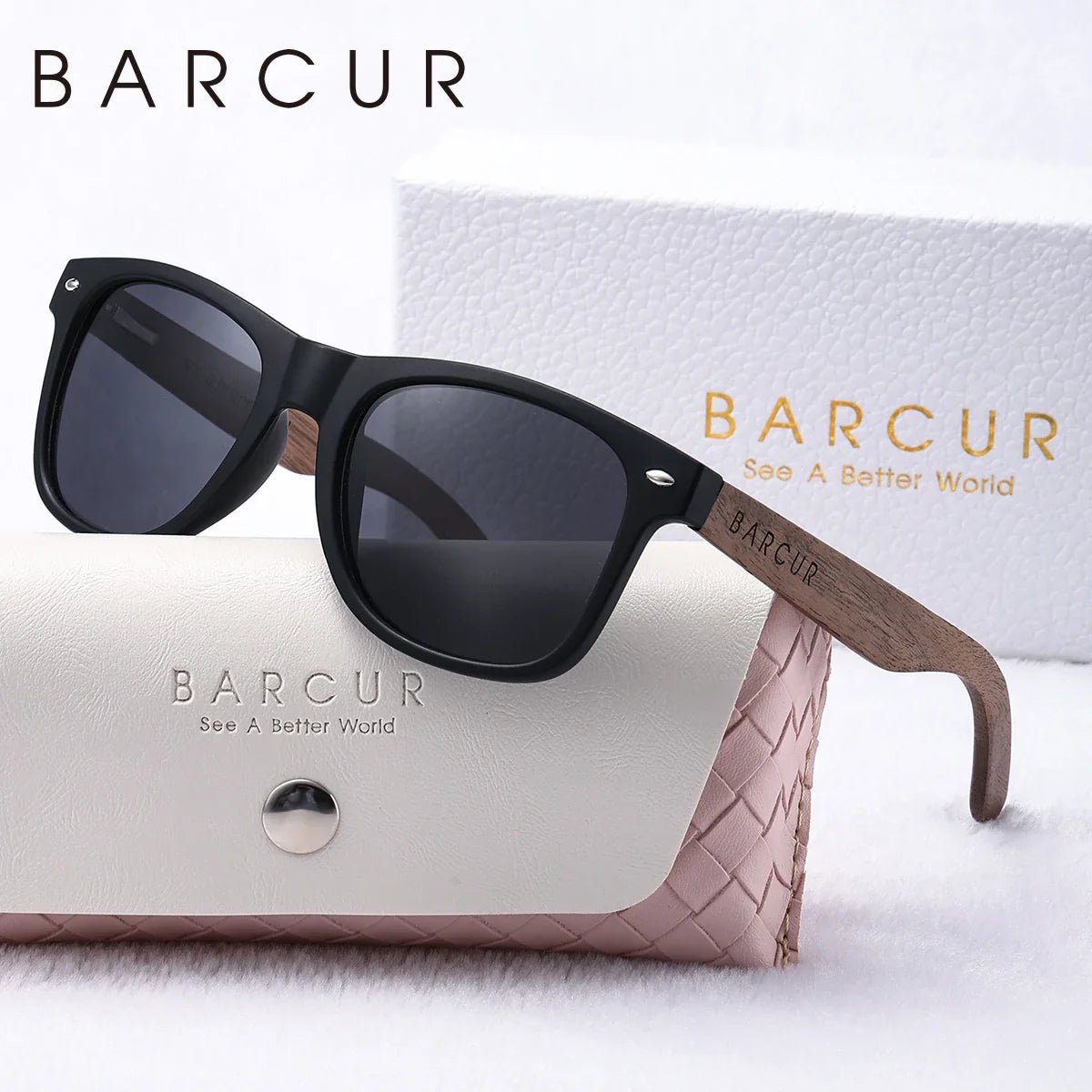 Gafas de sol polarizadas de madera natural para mujer BARCUR