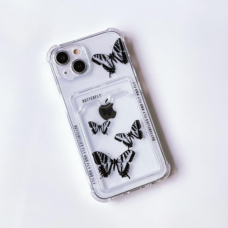 Transparent Butterfly Pattern Case for iPhone 14 Plus & More