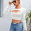Crop Top à Manches Longues Découpé pour Femmes