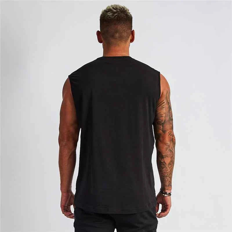 Camiseta sin mangas de algodón premium con cuello en V para hombres