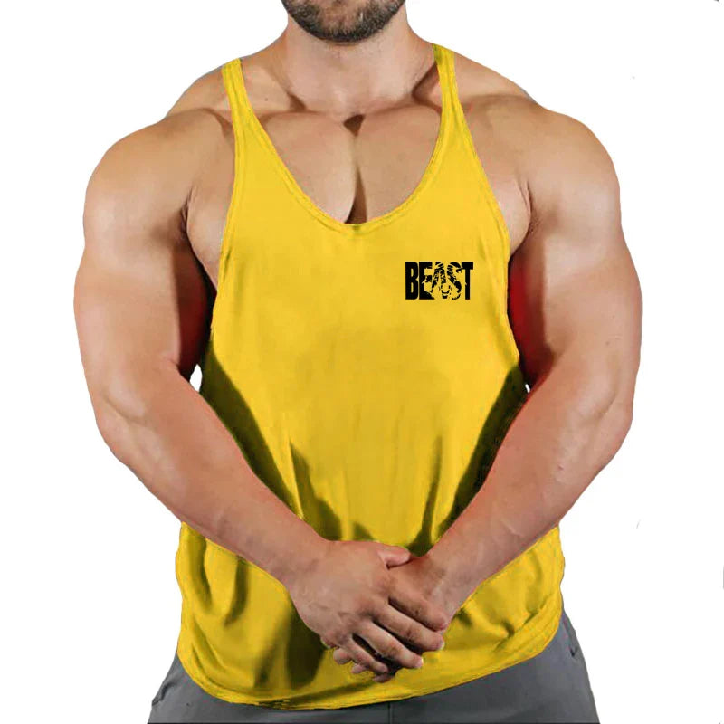 Camiseta sin mangas de algodón para hombre - Chaleco de rendimiento