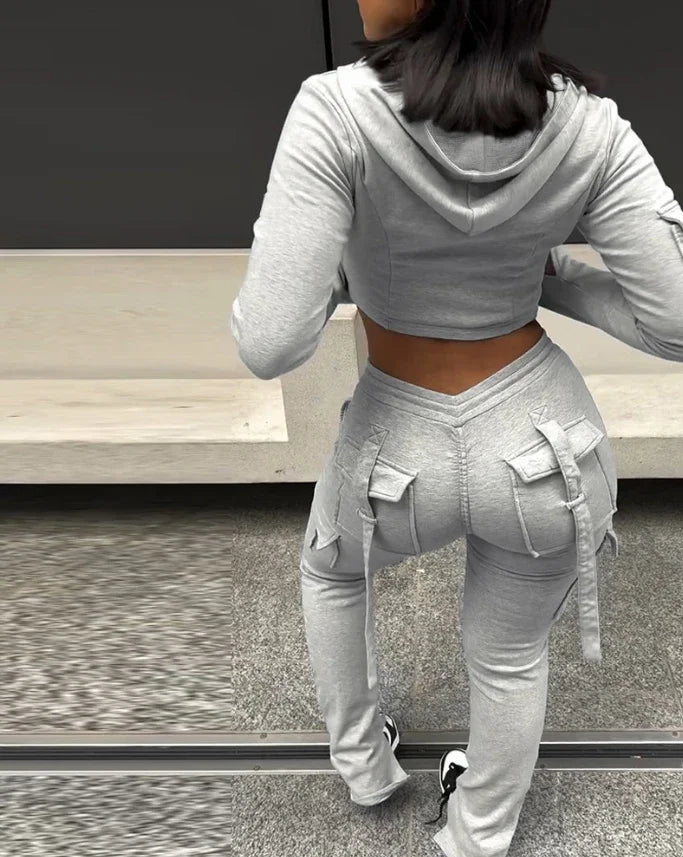 Ensemble Zip Crop Hoodie & Jogger V-Waist