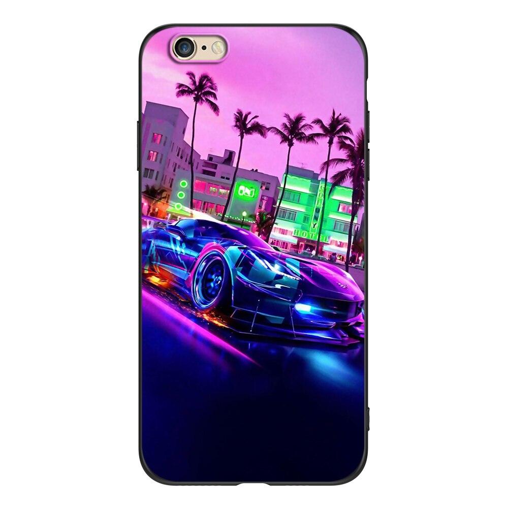 Stylish Soft Silicone Car Print Phone Case for iPhone