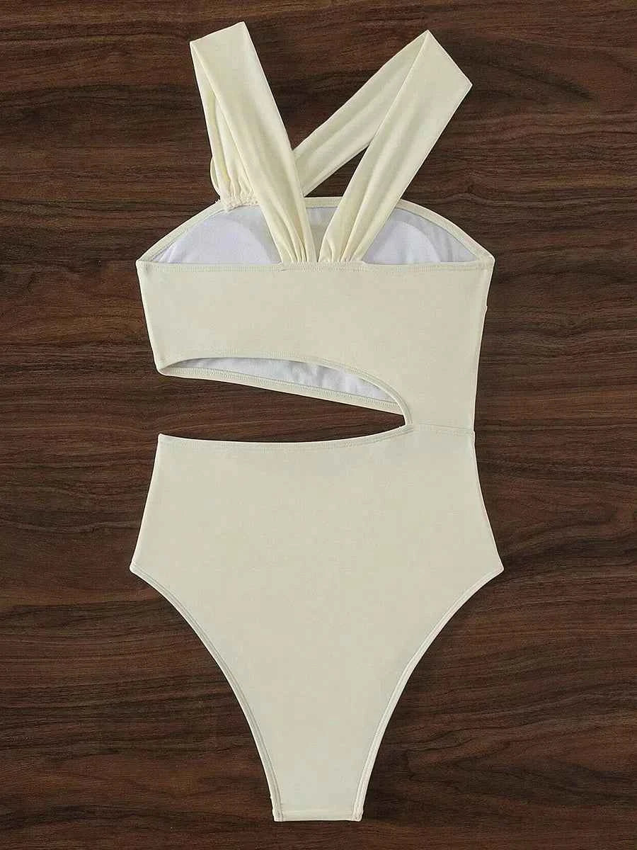 Maillot de bain asymétrique à découpes florales 3D
