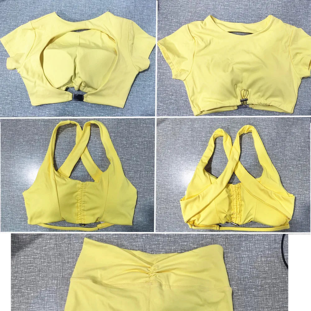 Conjunto de Yoga FitFlex para Mujeres: Dúo de Shorts y Top de Manga